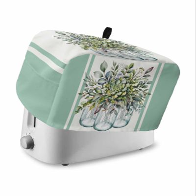 Sage Green Eucalyptus 4 Slice Toaster Cover Small Appliance Cover Toaster Dustproof Fingerprint Protectors Machine Washable, Spring Botanical Leaves Watercolor