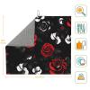 Black White And Red Roses Print Dish Drying Mat Absorbent Drying Mat Kitchen Drying Mat For Countertops Draining Racks view 3