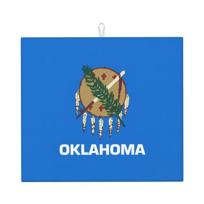 Oklahoma State Flag Print Dish Drying Mat Absorbent Drying Mat Kitchen Drying Mat For Countertops Draining Racks