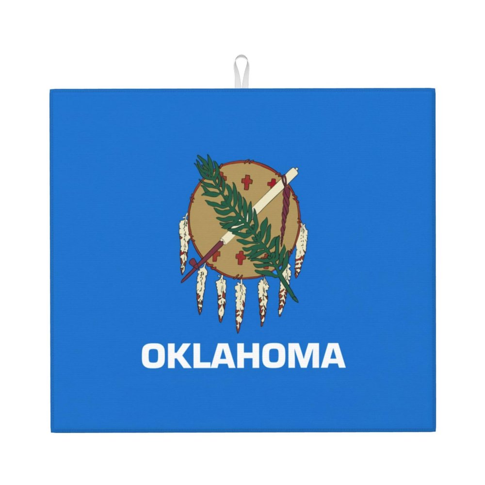 Oklahoma State Flag Print Dish Drying Mat Absorbent Drying Mat Kitchen Drying Mat For Countertops Draining Racks