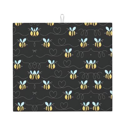 Bumble Bees Print Dish Drying Mat Absorbent Drying Mat Kitchen Drying Mat For Countertops Draining Racks