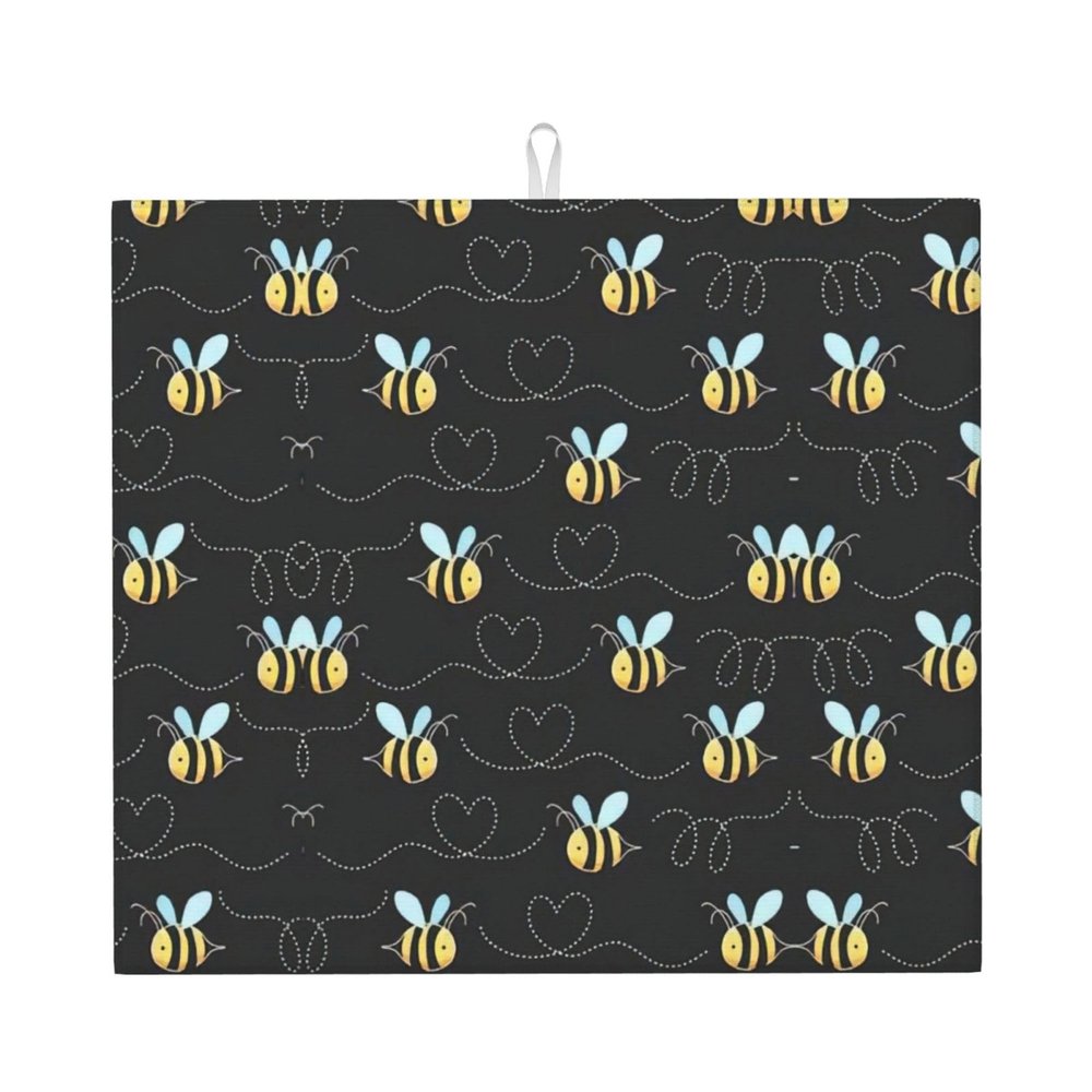 Bumble Bees Print Dish Drying Mat Absorbent Drying Mat Kitchen Drying Mat For Countertops Draining Racks