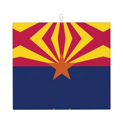 Arizona State Flag Print Dish Drying Mat Absorbent Drying Mat Kitchen Drying Mat For Countertops Draining Racks
