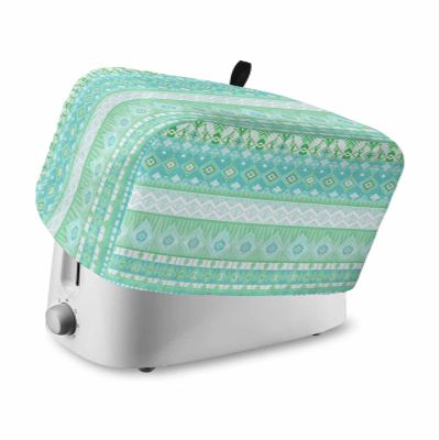 Aqua Green Boho 2 Slice Toaster Cover Small Appliance Cover Toaster Dustproof Fingerprint Protectors Machine Washable, Contemporary Batik Geometric Mandala Bohemian