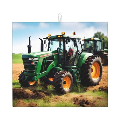 Company Farm Tractor Print Dish Drying Mat Absorbent Drying Mat Kitchen Drying Mat For Countertops Draining Racks
