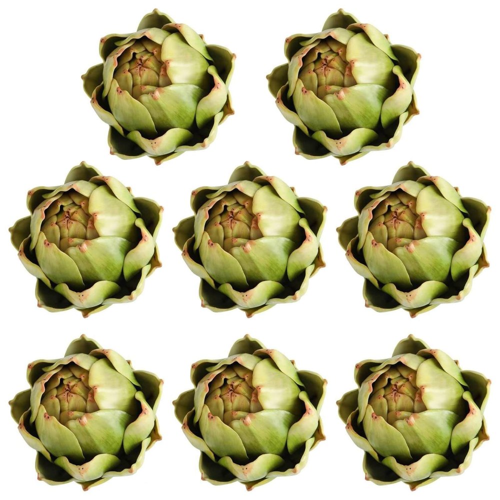 GiftHow Large Green Artificial Artichokes Fruits - Fake Fruits and Realistic Vegetables for Kitchen Bowl and Vase Filler Decorations (8)