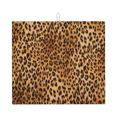 Leopard Print Print Dish Drying Mat Absorbent Drying Mat Kitchen Drying Mat For Countertops Draining Racks