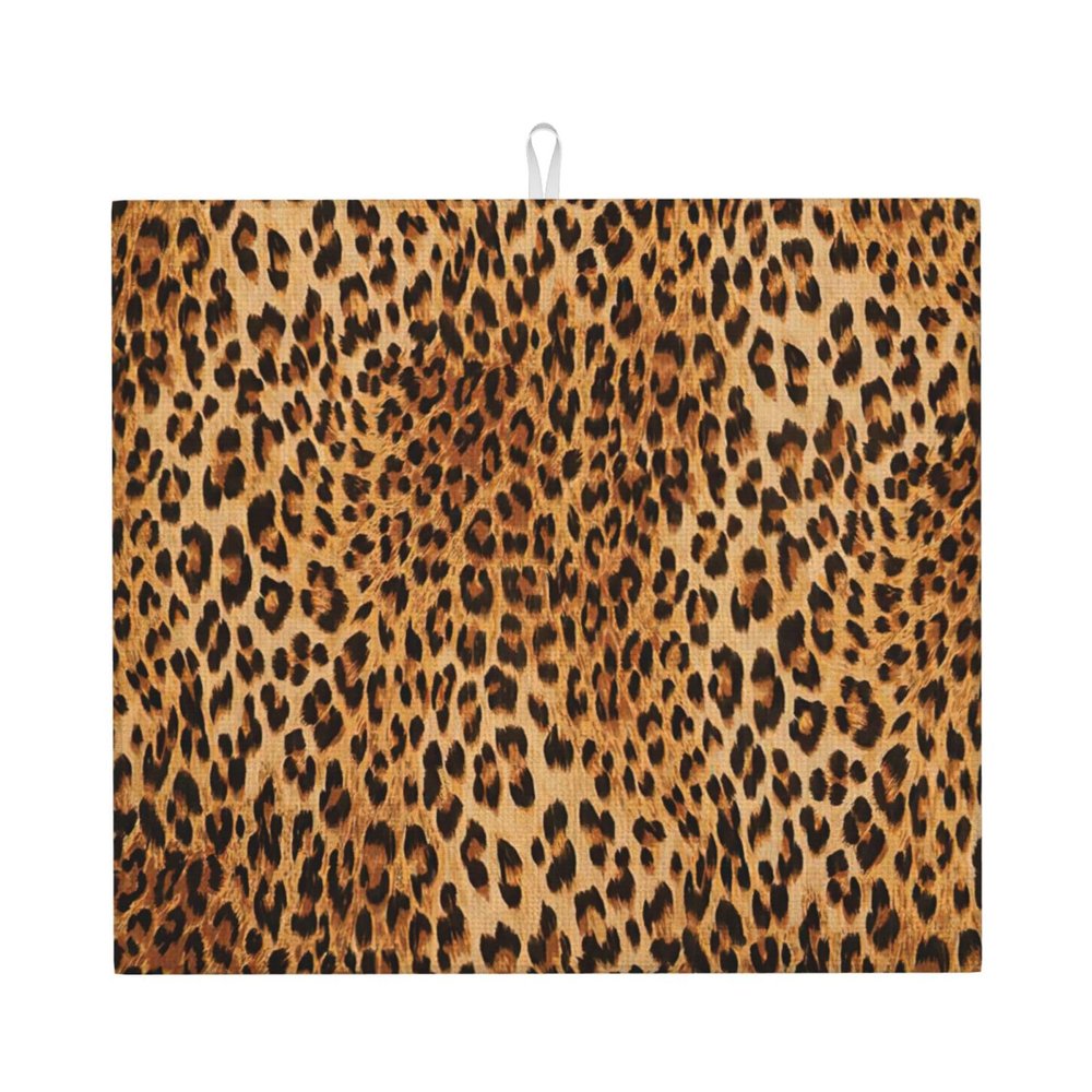 Leopard Print Print Dish Drying Mat Absorbent Drying Mat Kitchen Drying Mat For Countertops Draining Racks