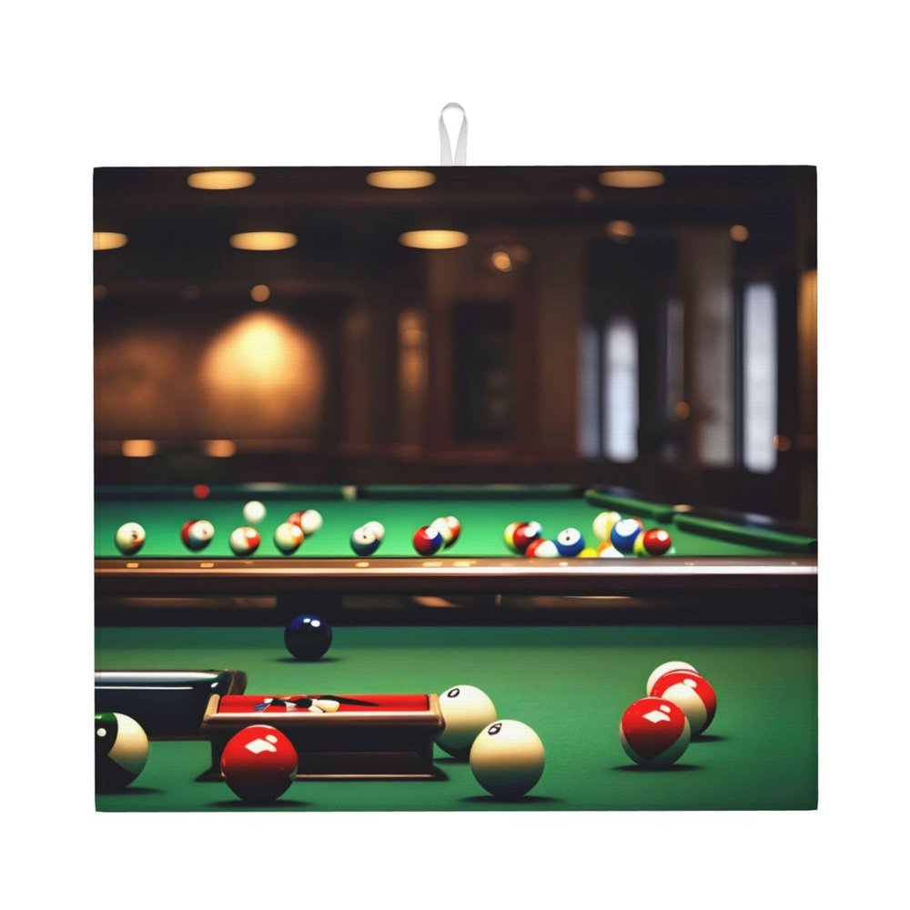 Billiard Print Dish Drying Mat Absorbent Drying Mat Kitchen Drying Mat For Countertops Draining Racks