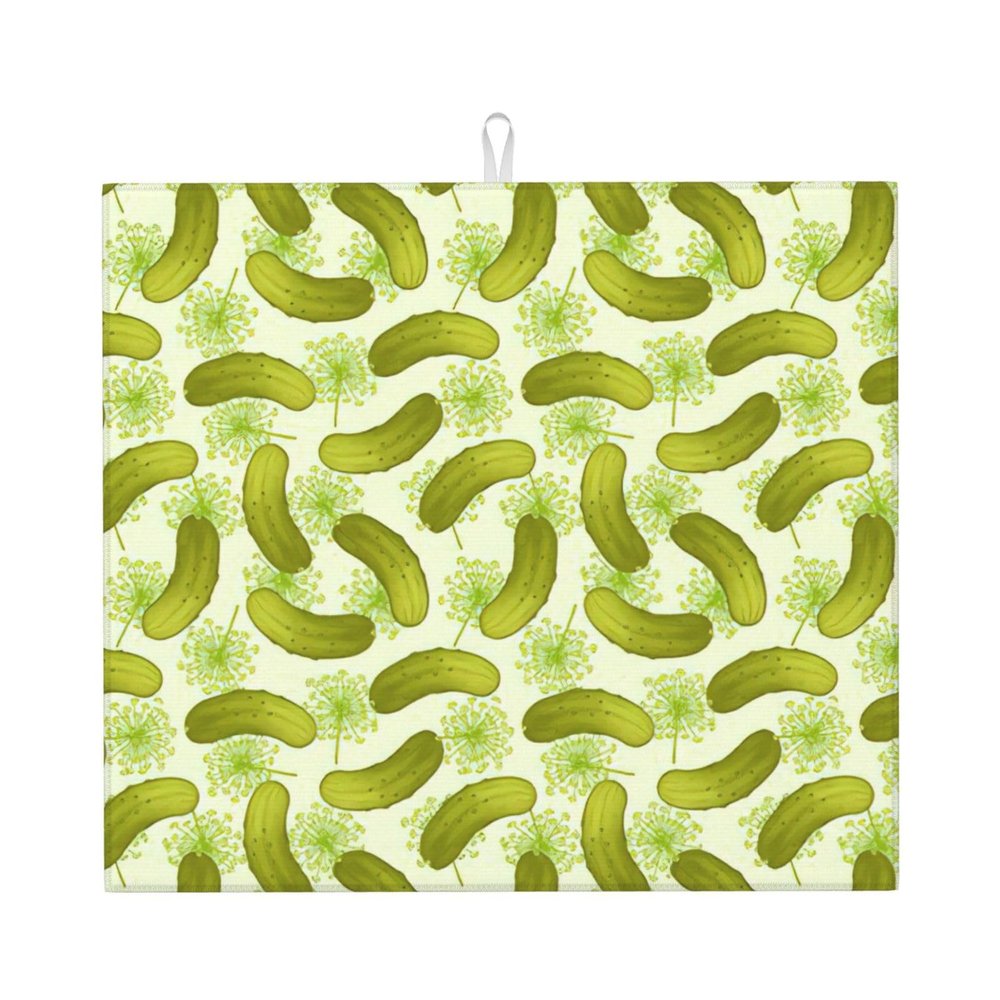 Sushi Dill Pickles Print Dish Drying Mat Absorbent Drying Mat Kitchen Drying Mat For Countertops Draining Racks