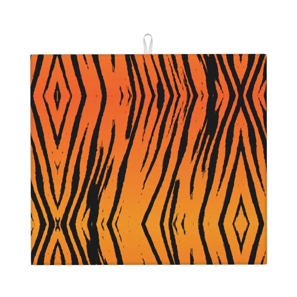 Tiger Stripe Print Dish Drying Mat Absorbent Drying Mat Kitchen Drying Mat For Countertops Draining Racks