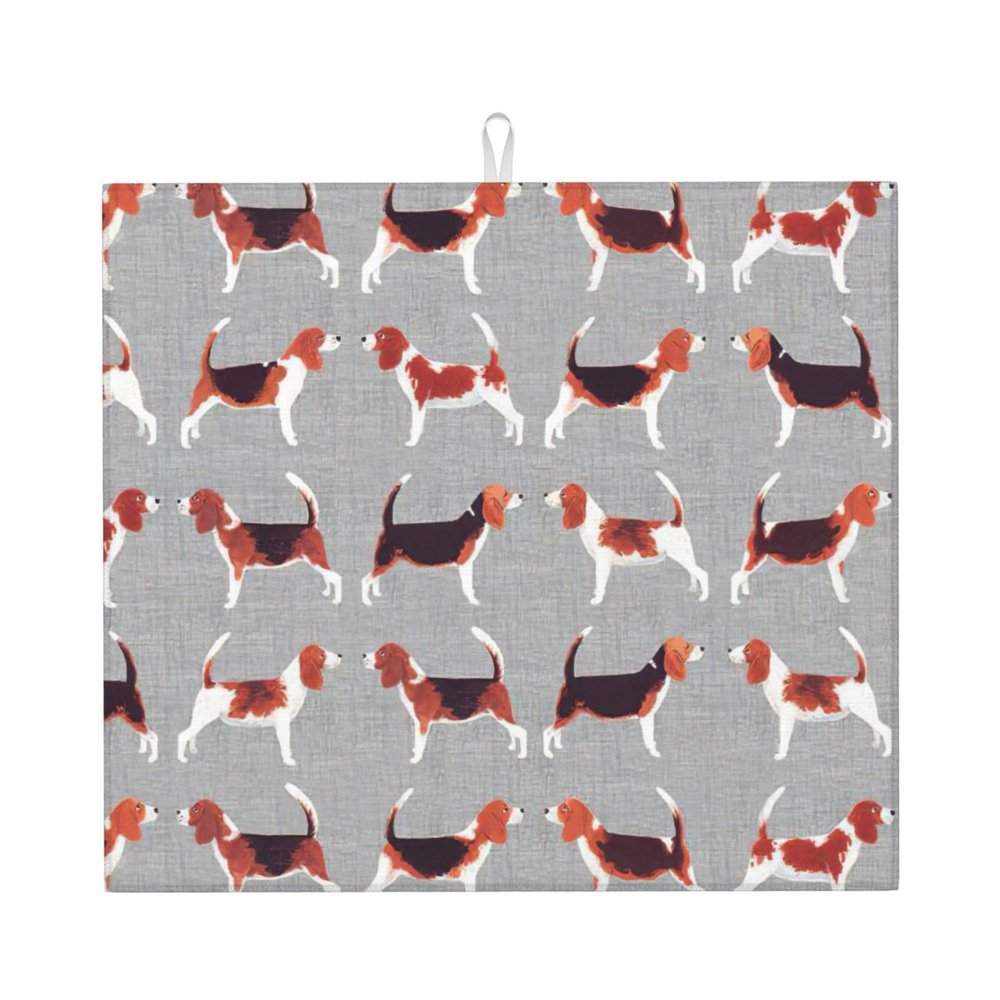 Beagle Patterns Print Dish Drying Mat Absorbent Drying Mat Kitchen Drying Mat For Countertops Draining Racks