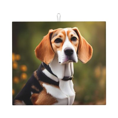 Beagle Dog Print Dish Drying Mat Absorbent Drying Mat Kitchen Drying Mat For Countertops Draining Racks