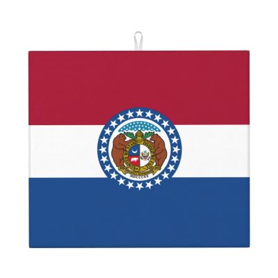 Missouri State Flag Print Dish Drying Mat Absorbent Drying Mat Kitchen Drying Mat For Countertops Draining Racks