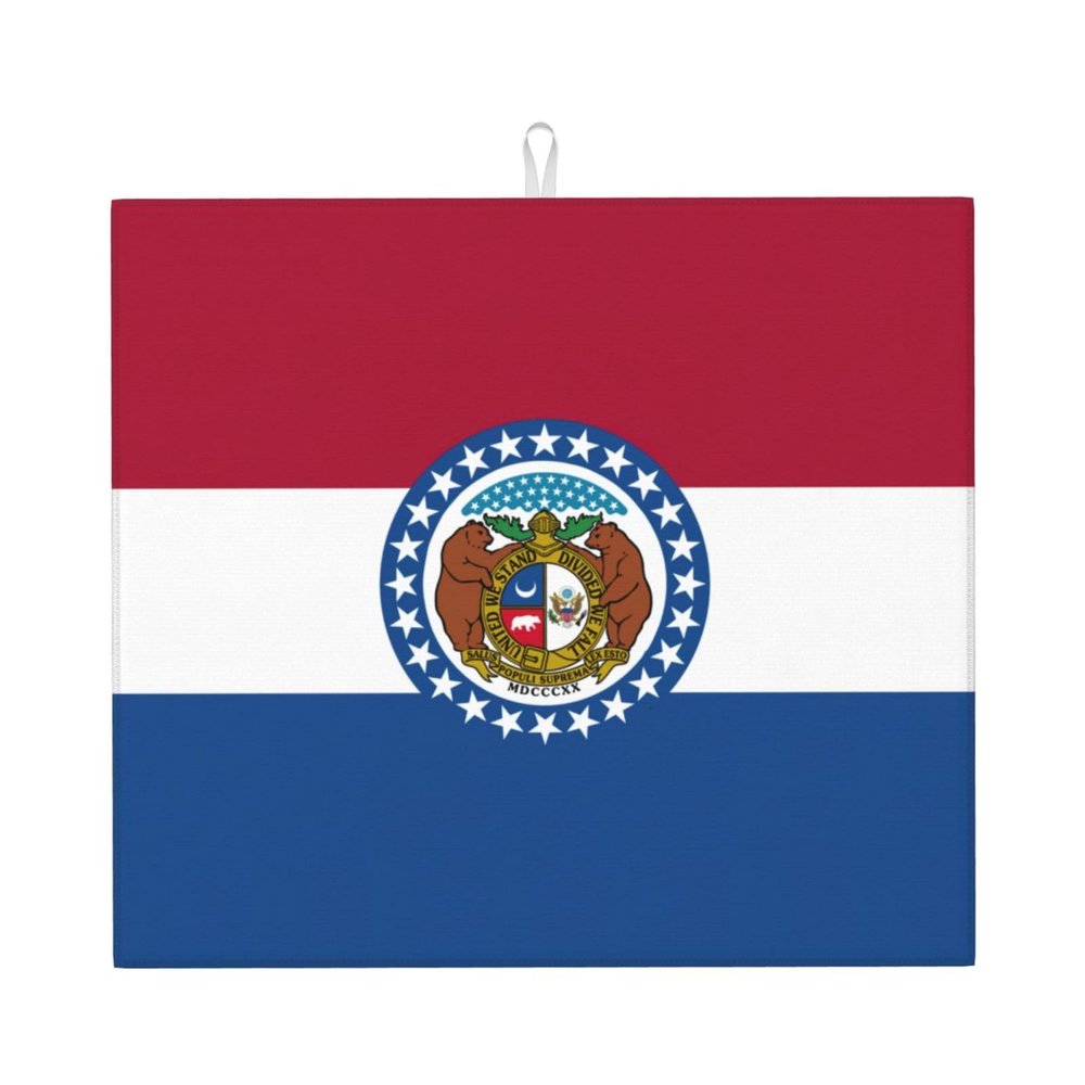 Missouri State Flag Print Dish Drying Mat Absorbent Drying Mat Kitchen Drying Mat For Countertops Draining Racks