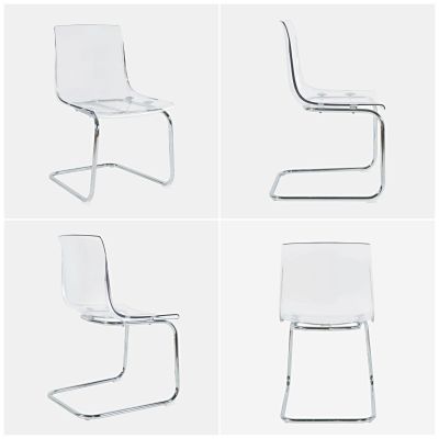 JTDAN 1PCS Household Transparent Backrest Dining Chair, Minimalist Design Leisure Acrylic Chair, with Clear Acrylic Chair Back, for Dining Room, Office