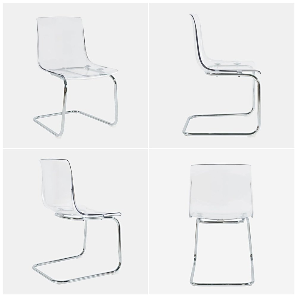 JTDAN 1PCS Household Transparent Backrest Dining Chair, Minimalist Design Leisure Acrylic Chair, with Clear Acrylic Chair Back, for Dining Room, Office