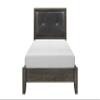Contemporary Bedroom Furniture 1pc Drak Gray Finish Twin Size Bed Faux Leather Upholstered Headboard Button-Tufted view 1