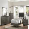 Contemporary Bedroom Furniture 1pc Drak Gray Finish Twin Size Bed Faux Leather Upholstered Headboard Button-Tufted view 2