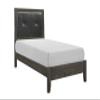 Contemporary Bedroom Furniture 1pc Drak Gray Finish Twin Size Bed Faux Leather Upholstered Headboard Button-Tufted view 3