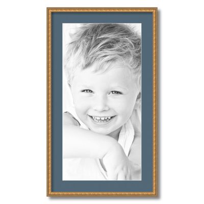 ArtToFrames 12x24 inch Gold with Star Compo Picture Frame with 2 Inch Single Dutch Blue Mat, SingleMat-D9329-12x24-785