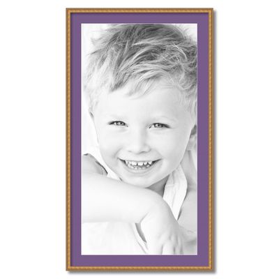 ArtToFrames 18x36 inch Gold with Star Compo Picture Frame with 2 Inch Single Grape Mat, SingleMat-D9329-18x36-849
