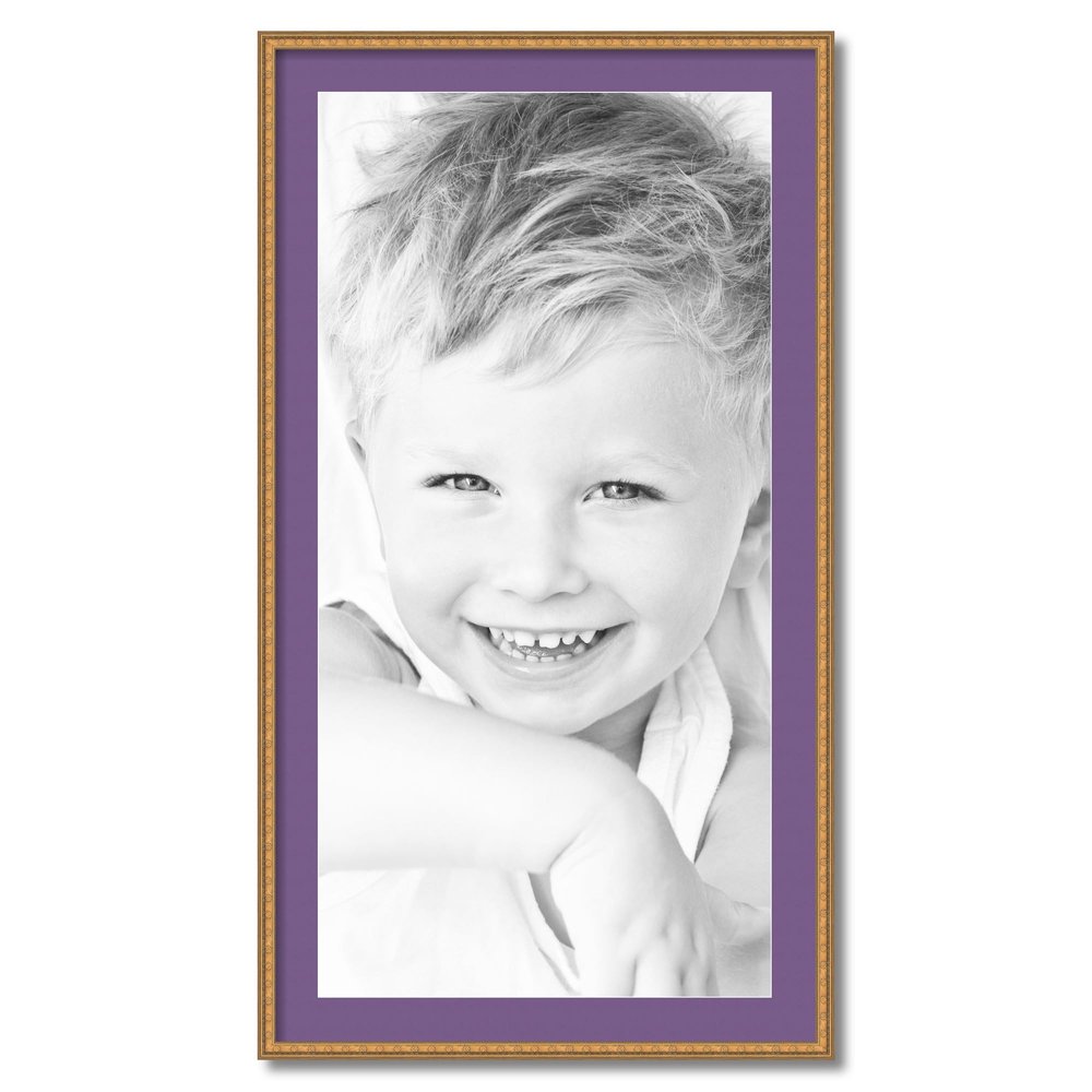 ArtToFrames 18x36 inch Gold with Star Compo Picture Frame with 2 Inch Single Grape Mat, SingleMat-D9329-18x36-849