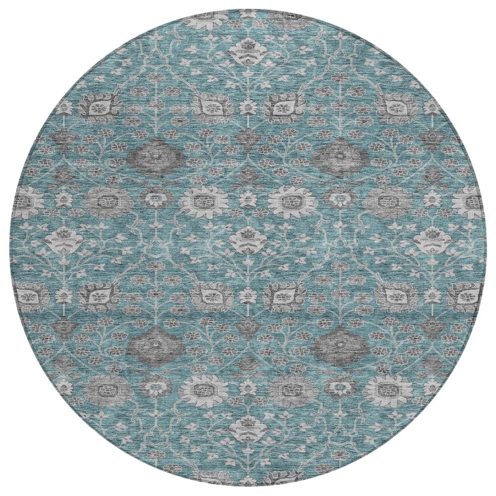 Addison Rugs Chantille ACN1155 Teal 8' x 8' Indoor Outdoor Round Rug, Easy Clean, Machine Washable, Non Shedding, Bedroom, Entry, Living Room, Dining Room, Kitchen, Patio Rug