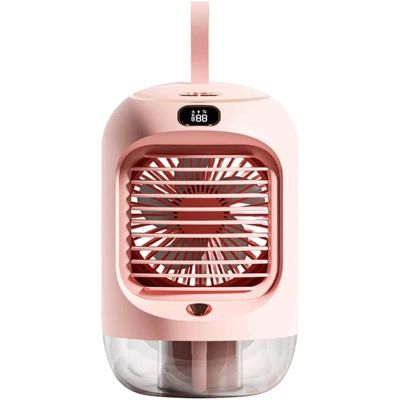 AQIANGJY Standing Fan Small Fan for Charging and Plugging in, 90 Oscillating Desk Fan, 3 Speed Settings Personal Fan, Warm Night Light Quiet, Pink-