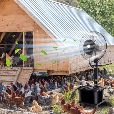 25.6in/30in Misting Fan Outdoor Industrial Fan With 11 Gallon Tank Speed Adjustable For Patio, Outside Restaurant, Garage, Gym, Factory Workshop(25.6in/320w)