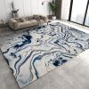 Abstract Blue Gray Fluid Texture Area Rug, Blue Striped Marble Soft Washable Carpet, Indoor Decorative Rug with Non-Slip Backing for Living Room Bedroom 4ftx6ft view 1