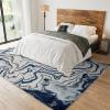 Abstract Blue Gray Fluid Texture Area Rug, Blue Striped Marble Soft Washable Carpet, Indoor Decorative Rug with Non-Slip Backing for Living Room Bedroom 4ftx6ft view 4
