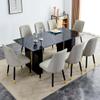 MUUOKY 71" Dining Table Set for 8,9 Piece Dining Table Set, Black Marble Dining Table with 8 PU Leather Dining Chairs for Kitchen, Dining and Living Room view 1