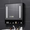 Bathroom vanity mirror cabinet with storage,Solid wood Wall Mounted medicine cabinet mirror,black/white,bathroom mirror with LED lights and anti fog,Time display,Touch switch,Storage Shelf(Black,70*12 view 1