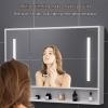 Bathroom vanity mirror cabinet with storage,Solid wood Wall Mounted medicine cabinet mirror,black/white,bathroom mirror with LED lights and anti fog,Time display,Touch switch,Storage Shelf(Black,70*12 view 2