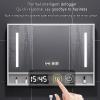 Bathroom vanity mirror cabinet with storage,Solid wood Wall Mounted medicine cabinet mirror,black/white,bathroom mirror with LED lights and anti fog,Time display,Touch switch,Storage Shelf(Black,70*12 view 3