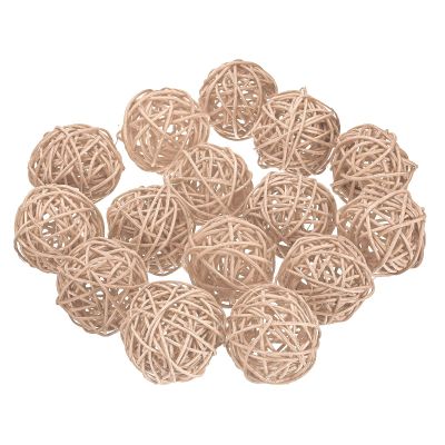uxcell 15 Pcs Wicker Rattan Balls, 2inch Wood Decorative Balls Vase Fillers for Centerpiece Bowl Orbs Fillers Tree Wedding Home Decor, Beige