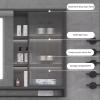 Lighted Medicine Cabinet with Mirror,Led Medicine Cabinet Mirror,Medicine Cabinet Mirror for Bathroom Medicine Cabinet with Lights, With towel rack Touch Switch(Black,W60*H75cm/W23.6*H29.5in) view 3