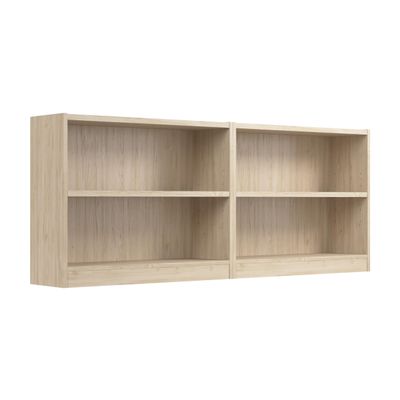 Bush Furniture Universal Small 2 Shelf Bookcase in Natural Elm - Set of 2, Matching Storage and Display Bookshelves for Home Office or Living Room Organization
