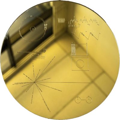 Mirrored Gold Voyager Golden Record The Sounds of Earth Wall Art, Science, Space, Physics, NASA, JWST, Universe Gift, Carl Sagan, Mirrored Acrylic. Easy to mount (12, Gold)