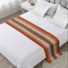 Homechoid Orange Brown Stripes Bed Runner for King Size Bed, Farmhouse Country Retro Rustic Wood Bedspread Protector Slipcover Bed Scarf for Foot Bed Runners & Scarves for Bedroom Hotel 102x20 Inches view 1