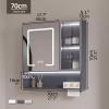 Lighted Medicine Cabinet with Mirror, Wall Mounted Bathroom Mirror with Storage, with Doors Bathroom Wall Cabinet with LED Lights, With tissue mouthTouch Control(White,W70*H70cm/W27.5*H27.5in) view 2