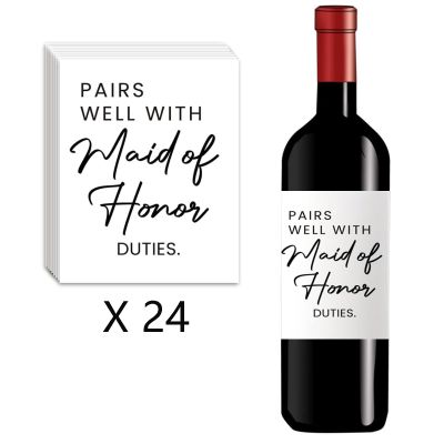 HIENAJ 24Pcs Maid of Honor Wine Labels, Bridesmaid Proposal Gifts, Wedding Engagement Gift for Maid of Honor, Bridesmaid Wine Bottle Stickers
