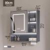 Lighted Medicine Cabinet with Mirror, Wall Mounted Bathroom Mirror with Storage, with Doors Bathroom Wall Cabinet with LED Lights, With tissue mouthTouch Control(White,W80*H70cm/W31.4*H27.5in) view 2