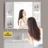 Lighted Medicine Cabinet with Mirror, Wall Mounted Bathroom Mirror with Storage, with Doors Bathroom Wall Cabinet with LED Lights, With tissue mouthTouch Control(White,W80*H70cm/W31.4*H27.5in) view 3