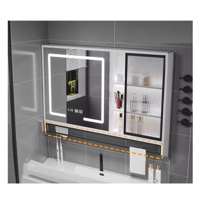 Lighted Medicine Cabinet with Mirror,Led Medicine Cabinet Mirror,Medicine Cabinet Mirror for Bathroom Medicine Cabinet with Lights, With towel rack Touch Switch(White,W120*H75cm/W47.2*H29.5in)