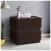 Modern Nightstand with drawers, Luxury Bedside Table, with Saddle Leather Finish Night Table, Double Drawer Storage Side Table, for Living Room/Bedroom/Office,Dark brown,small view 1