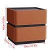 Modern Nightstand with drawers, Luxury Bedside Table, with Saddle Leather Finish Night Table, Double Drawer Storage Side Table, for Living Room/Bedroom/Office,Dark brown,small view 2