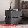Modern Nightstand with drawers, Luxury Bedside Table, with Saddle Leather Finish Night Table, Double Drawer Storage Side Table, for Living Room/Bedroom/Office,Dark brown,small view 4
