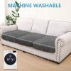 ANARACHON Leather Look Couch Cushion Covers Sofa Seat Slipcovers Sets Couches Furniture Protector for Sectional Armchair Loveseat Pets Kids Stretch Spandex Fabric (3 Cushion Sofa, Light Grey-04) view 2